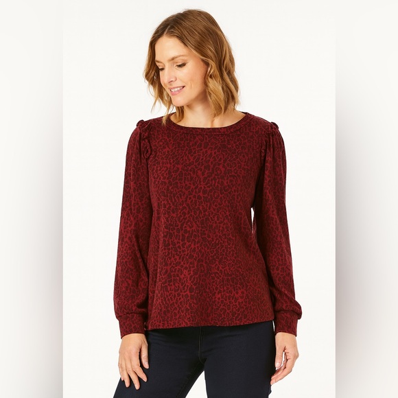 Banana Republic Factory Tops - Banana Republic Animal Print Long Sleeve Top XS Petite